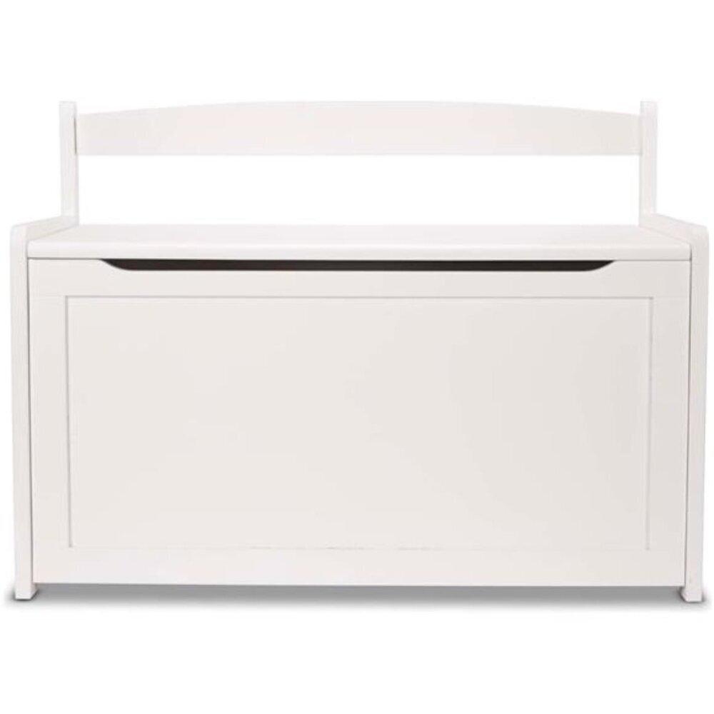 Stylish White Wood Storage Box - Kids Playroom Furniture Chest